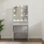 Masă de toaletă cu LED, gri beton, 60x40x140 cm GartenMobel Dekor