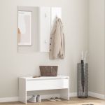 Set de mobilier pentru hol, alb extralucios, lemn prelucrat GartenMobel Dekor