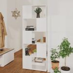Bibliotecă/Separator cameră, alb, 60x24x155 cm, PAL   GartenMobel Dekor