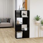 Bibliotecă/Separator cameră, negru extralucios, 60x24x124,5 cm GartenMobel Dekor