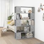 Bibliotecă/Separator cameră, gri beton, 100x24x155 cm, PAL   GartenMobel Dekor