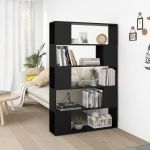 Bibliotecă/Separator cameră, negru, 100x24x155 cm, PAL   GartenMobel Dekor