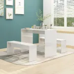 Set mobilier de bucătărie, 3 piese, alb extralucios, PAL GartenMobel Dekor