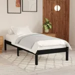 Cadru de pat, negru, 100x200 cm, lemn masiv de pin GartenMobel Dekor
