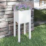 Jardinieră de grădină, alb, 31x31x70 cm, lemn masiv de pin GartenMobel Dekor