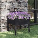 Jardinieră de grădină, negru, 70x70x70 cm, lemn masiv de pin  GartenMobel Dekor