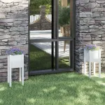 Jardiniere de grădină, 2 buc., alb, 31x31x70 cm, lemn masiv pin GartenMobel Dekor