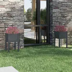 Jardiniere de grădină, 2 buc., gri, 40x40x70 cm, lemn masiv pin GartenMobel Dekor