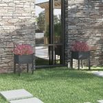 Jardiniere de grădină, 2 buc., gri, 50x50x70cm, lemn masiv pin GartenMobel Dekor