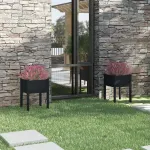 Jardiniere de grădină, 2 buc., negru, 50x50x70cm lemn masiv pin GartenMobel Dekor