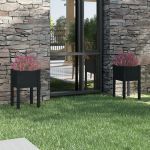 Jardiniere grădină, 2 buc, negru, 40x40x70 cm, lemn masiv pin GartenMobel Dekor