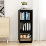 Bibliotecă/Separator cameră negru 40x35x103 cm lemn masiv pin GartenMobel Dekor