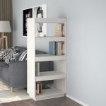 Bibliotecă/Separator cameră, alb, 60x35x135 cm, lemn masiv pin GartenMobel Dekor