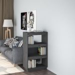 Bibliotecă/Separator cameră, gri, 60x35x103 cm, lemn masiv pin GartenMobel Dekor