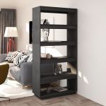 Bibliotecă/Separator cameră, gri, 80x35x167 cm, lemn masiv pin GartenMobel Dekor