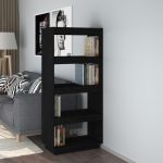 Bibliotecă/Separator cameră negru 60x35x135 cm lemn masiv pin GartenMobel Dekor