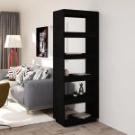 Bibliotecă/Separator cameră negru 60x35x167 cm lemn masiv pin GartenMobel Dekor