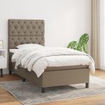 Pat box spring cu saltea, gri taupe, 80x200 cm, textil GartenMobel Dekor