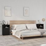 Noptiere, 2 buc., negru, lemn prelucrat GartenMobel Dekor