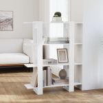 Bibliotecă/Separator cameră, alb extralucios, 100x30x123,5 cm GartenMobel Dekor