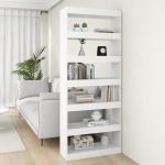 Bibliotecă/Separator cameră, alb, 80x30x198 cm, PAL   GartenMobel Dekor