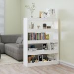 Bibliotecă/Separator cameră, alb extralucios, 100x30x135 cm GartenMobel Dekor