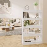 Bibliotecă/Separator cameră, alb extralucios, 80x30x135 cm PAL   GartenMobel Dekor