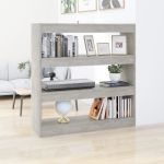 Bibliotecă/Separator cameră, gri beton, 100x30x103 cm GartenMobel Dekor