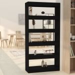 Bibliotecă/Separator cameră, negru, 80x30x166 cm, PAL   GartenMobel Dekor
