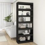 Bibliotecă/Separator cameră, negru, 80x30x198 cm, PAL   GartenMobel Dekor