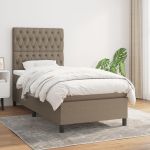 Pat box spring cu saltea, gri taupe, 90x190 cm, textil GartenMobel Dekor