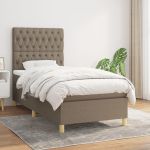 Pat box spring cu saltea, gri taupe, 90x200 cm, textil GartenMobel Dekor