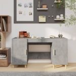 Birou, gri beton, 140x50x75 cm, lemn compozit GartenMobel Dekor
