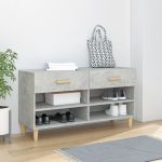 Banchetă pantofar, gri beton, 102x35x55 cm, lemn prelucrat GartenMobel Dekor