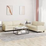 Set de canapele, 2 piese, crem, piele ecologică GartenMobel Dekor