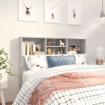 Tăblie de pat cu dulap, gri beton, 120x19x103,5 cm GartenMobel Dekor