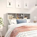 Tăblie de pat cu dulap, gri beton, 120x19x103,5 cm GartenMobel Dekor