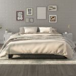 Noptiere, 2 buc., gri beton, lemn prelucrat GartenMobel Dekor