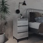 Noptieră cu picioare metalice, gri sonoma, 40x35x69 cm GartenMobel Dekor