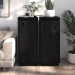 Servante, 2 buc., negru, 31,5x34x75 cm, lemn masiv de pin GartenMobel Dekor