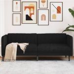 Canapea, 2 locuri, negru, material textil GartenMobel Dekor