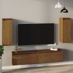 Dulapuri de perete 2 buc. maro miere 30x30x80 cm lemn de pin GartenMobel Dekor