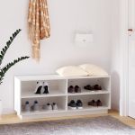 Pantofar, alb, 110x34x45 cm, lemn masiv de pin GartenMobel Dekor