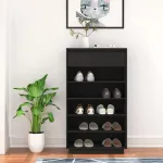 Pantofar, negru, 60x34x105 cm, lemn masiv de pin GartenMobel Dekor