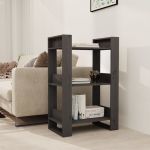 Bibliotecă/Separator cameră, gri, 60x35x91 cm, lemn masiv pin GartenMobel Dekor