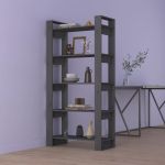 Bibliotecă/Separator cameră, gri, 80x35x160 cm, lemn masiv pin GartenMobel Dekor