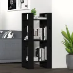 Bibliotecă/Separator cameră, negru, 41x35x91 cm, lemn masiv pin GartenMobel Dekor