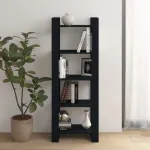 Bibliotecă/Separator cameră, negru, 60x35x160 cm, lemn masiv GartenMobel Dekor
