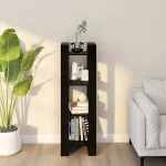 Bibliotecă/Separator cameră negru 41x35x125 cm lemn masiv pin GartenMobel Dekor