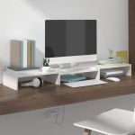 Stand pentru monitor, alb, 80x24x10,5 cm, lemn masiv de pin GartenMobel Dekor